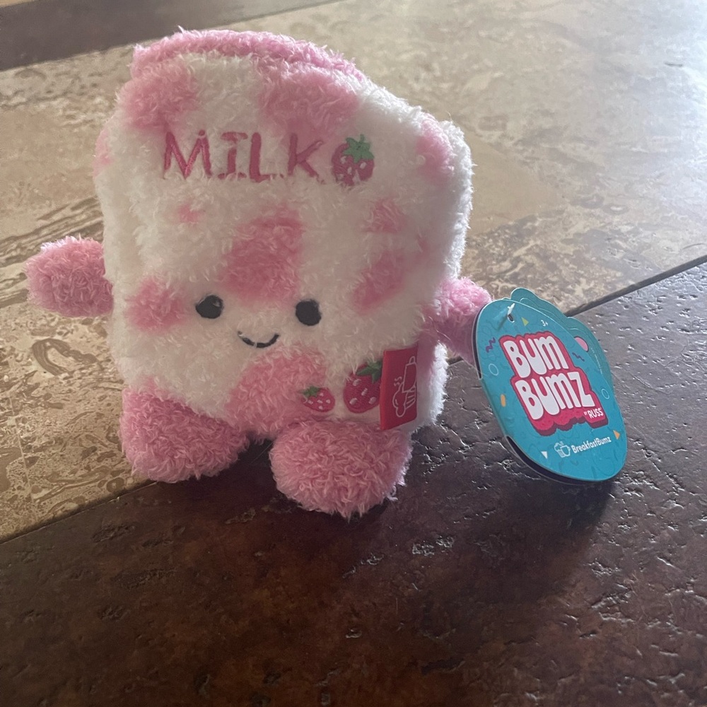 Bum Bumz Milk Plush Toy - Pink & White New